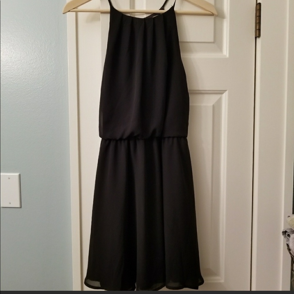 Lush chiffon skater dress black